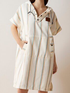 Slowtide Rainbow stripe light terry poncho